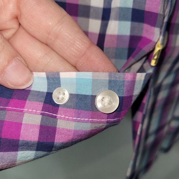 Tattersall London Shirt Men 16.5x32-33 Long Sleeve Button-Up Spread Collar *Flaw - Picture 4 of 13